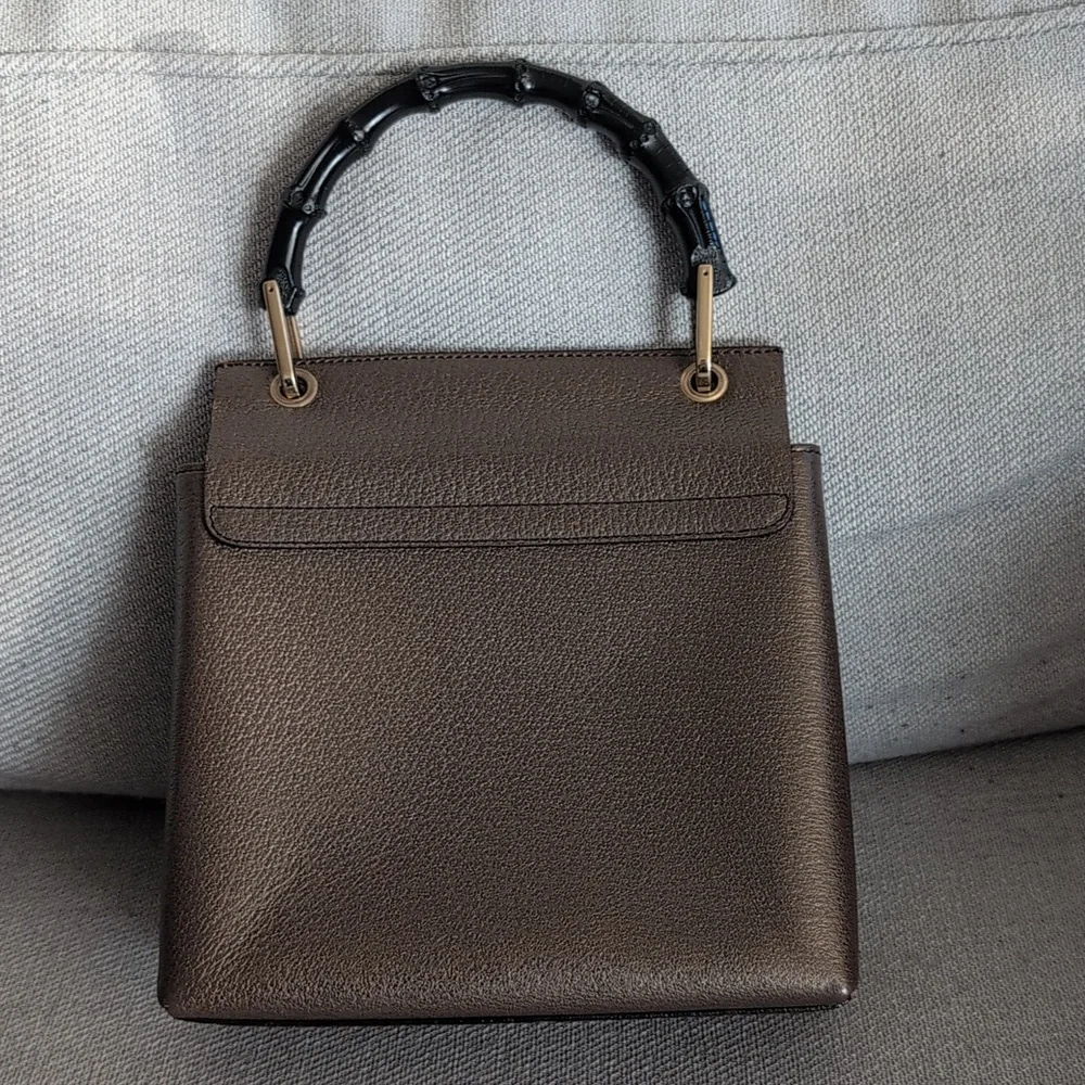 Gucci Vintage Metallic Brown Handbag with Bamboo Handle - Picture 6 of 12